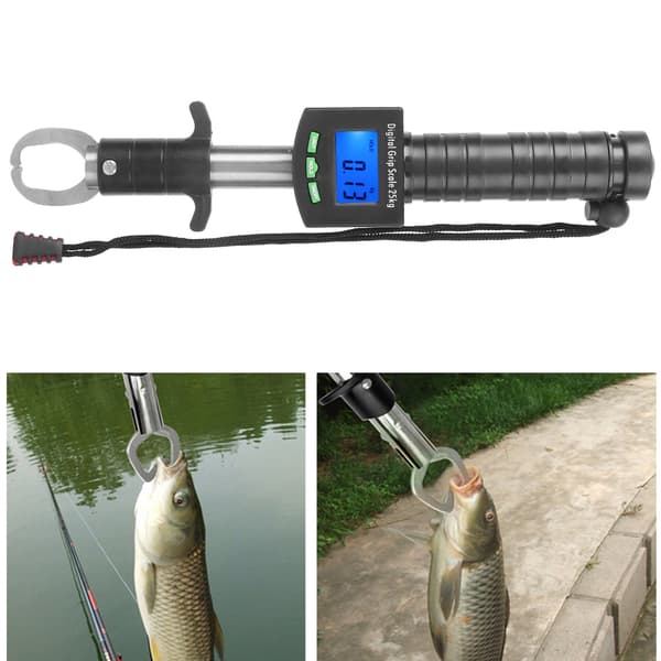 Digital Fiskegrep med Vektskala i Rustfritt Stål - Fiskelipsgrep