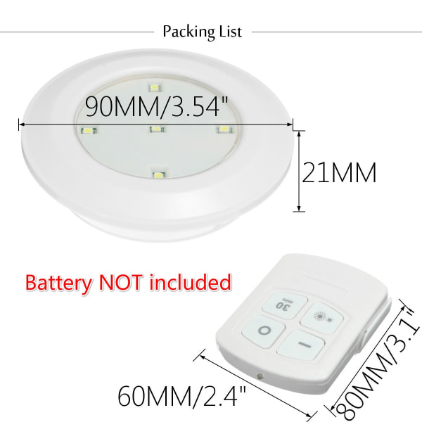 AAA batteridriven fjärrkontroll LED -lampa under skåplampa 6Pcs Light with 1Pc Controller