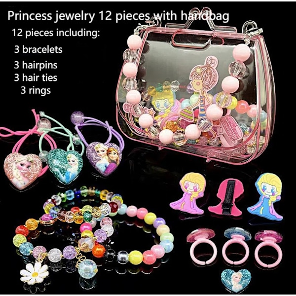 Luxurious Set: 12-Piece Princess Jewelry Collection with Matching Handbag