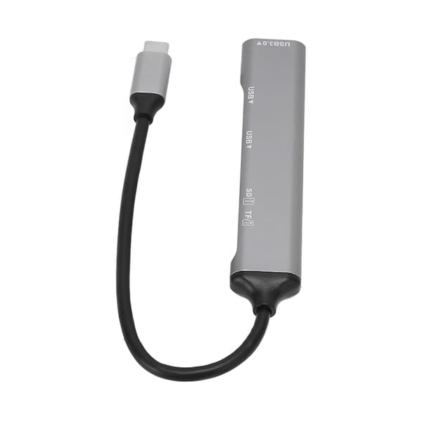 5 i 1 USB C Hub Metall Plug and Play Typ C Dockningsstation Adapter för Windows Linux Svart
