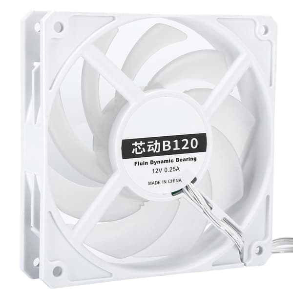 B120 12CM Støjsvag Køleventilator 77CFM 2400RPM CPU Radiator til Stationær Computer 12V Hvid