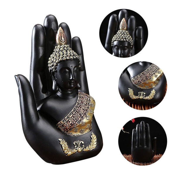 Resin Palm Buddha staty, Buddha sitter i hand staty