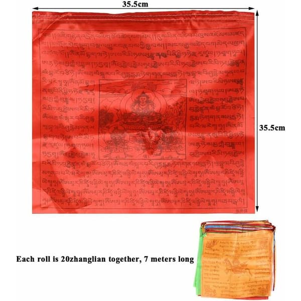 [DT]Trädgårdsdekoration 2 st 7 m Buddhistiska böneflaggor Tibetanska buddhistiska vimplar (35,5x35,5 cm) Utomhusdekoration