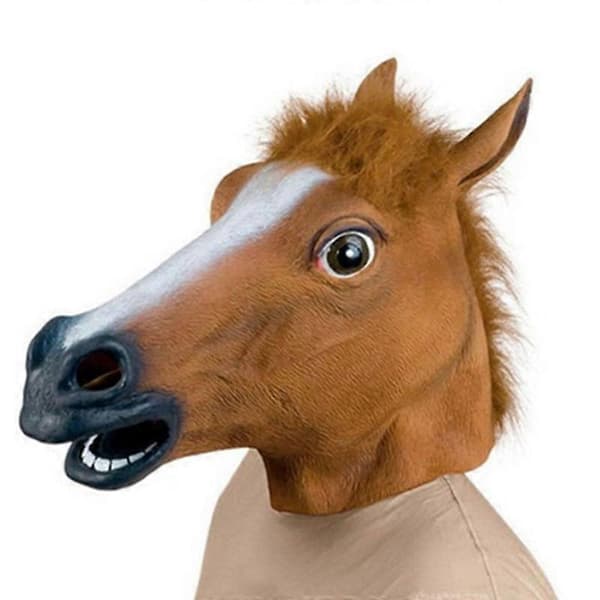 Halloween Hestemaske Cosplay Maskerade Morsom Halloween Hestehode Maske Hodeplagg white