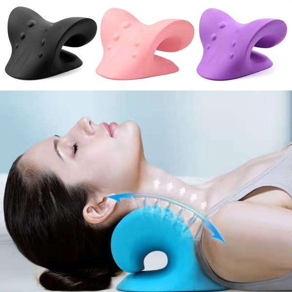Neck Shoulder Stretcher Relaxer Cervical Pillow pinkki pink