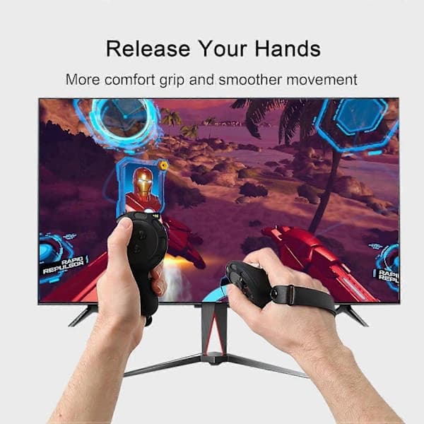 Meta Quest 3 controller cover, lavet af skridsikker silikone, med justerbare knoremme.