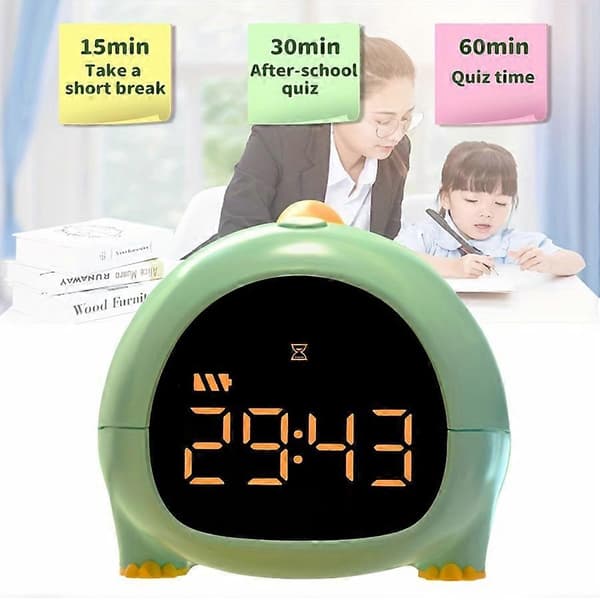 Liten Dinosaurie LED Digital Sängklocka Barnrum Studierum Tecknad USB Smart Elektronisk Klocka yellow