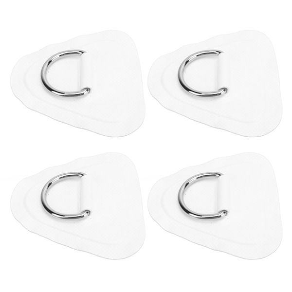 4 stk. D-ring patch i rustfrit stål til oppustelig båd, surfbræt, jolle, paddleboard, hvid