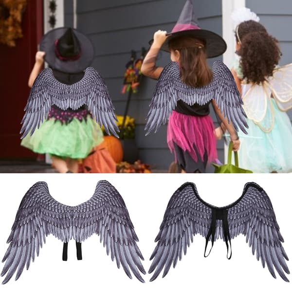 Stor Vinge Sort Halloween Fest Cosplay Kostume Tilbehør til Drenge Piger