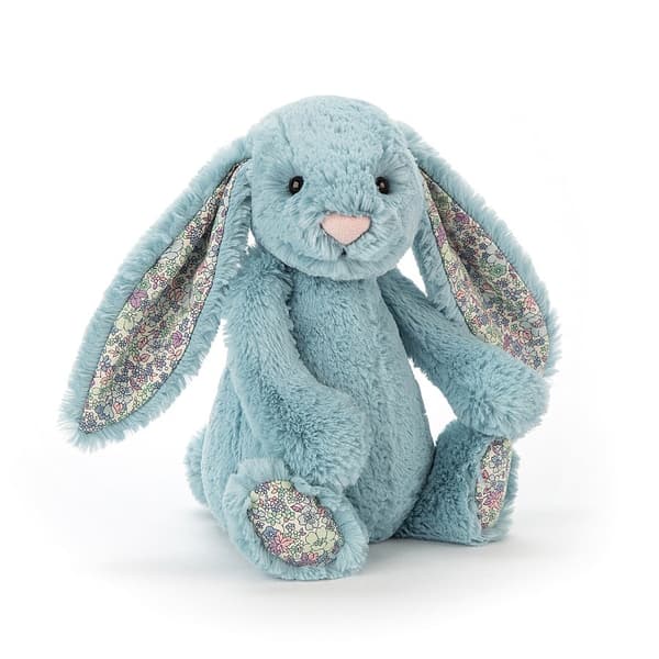 Jellycat Blå Blomsterkanin Flat Leketøy, medium størrelse, 36cm