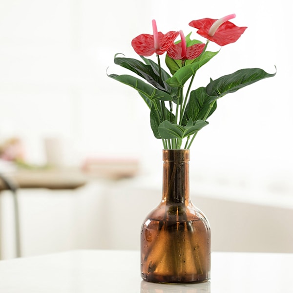 Falsk Rød Anthurium Bukett - Kunstige Plastblomster for Bryllup og Hageinnredning