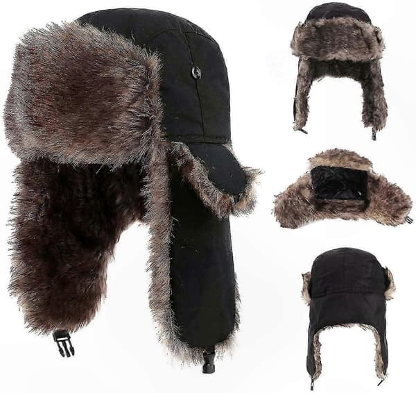 Vinterhue Ushanka med øreklapper Varm kunstpels Trooper-stil skihue til mænd og kvinder