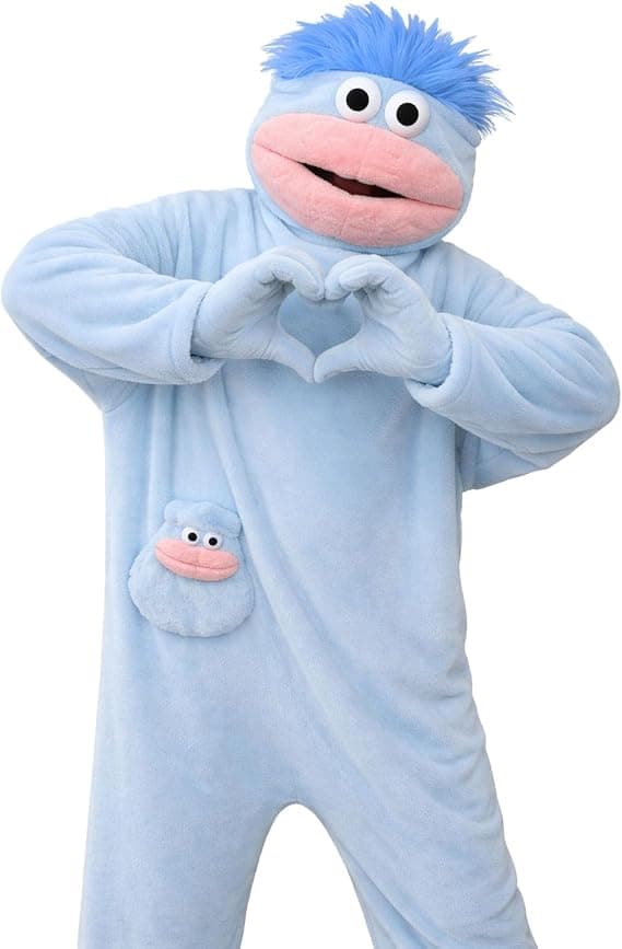 [DT]Sjove Pyjamas med Stor Mund Monster – Oversized Plys Fleece Hætteheldragt til Søvn & Fest, M M