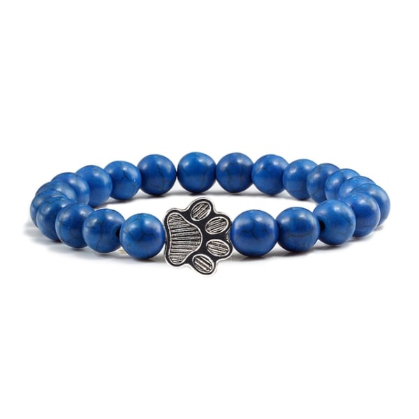 Matt svart lava vulkanisk sten print berlock armband dark blue