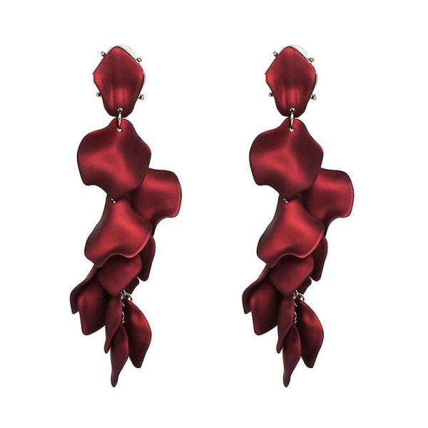 Pitkät akryyliruusun terälehtikorvakorut roikkuvat liioiteltuja kukkakoruja Drop Statement -kukkatupsukorvakorut naisille ja tytöille Red