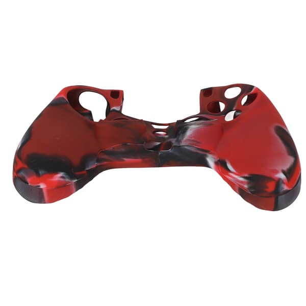 PS4 Controller Silikonfodral Halkfritt Skyddande Greppskydd med 1 Par Tumgrepp Kamouflage Röd