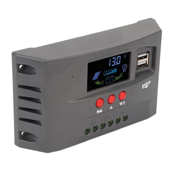 Solar Charge Controller MPPT Sporingslading 12V 24V Automatisk Tilpasning LCD Solpanelregulator med 2 DC USB 30A