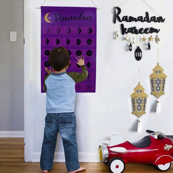 Ramadan Eid Filt Tyg Nedräkningskalender Mubarak Väggdekor