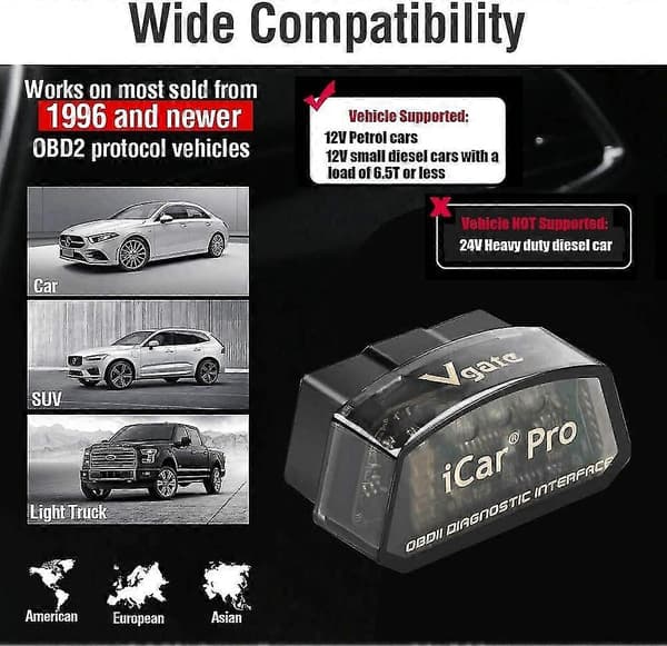 Vgate Icar Pro Bluetooth 4.0 (ble) Obd2 feilkodeleser Obdii kodeskanner Bil Sjekk motorlys for Ios/Android Edition 5[dt] 5 5