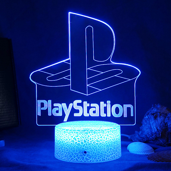 Kreativt 3D nattljus Akrylspel LED färgglad skrivbordslampa Black base: 16-color controller Gamepad(42)