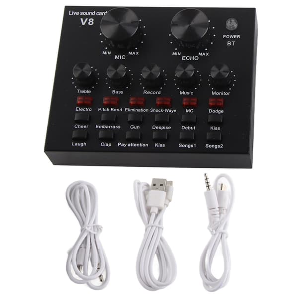 Dual Telefon Computer Live Broadcast Lydkort med 112 Elektriske Lydeffekter Support