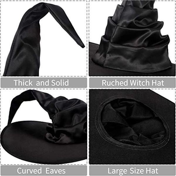 2st Häxhatt Stor Ruched Halloween kostymtillbehör