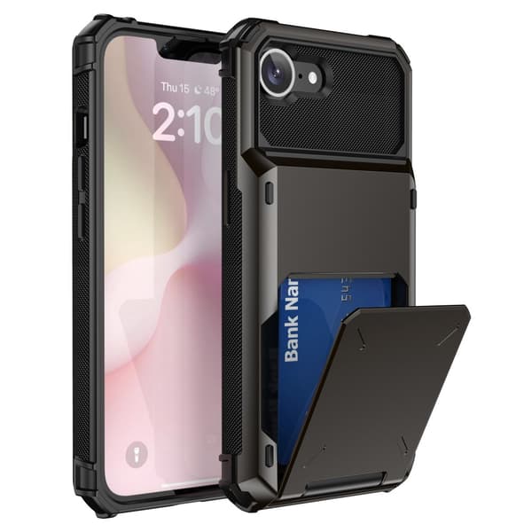 SKALO Armor Flip Kortholder Cover til iPhone 17e - Sort Svart black