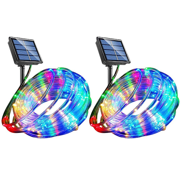 12 meter Solcelledrevet LED Lysslange med 100 Fargeskiftende LED, 8 Moduser, Vanntett Lyslist