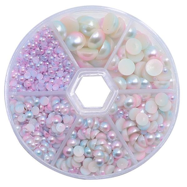 1 box halvrund plommonimitation pärla Abs Akryl Dome Cabochons A