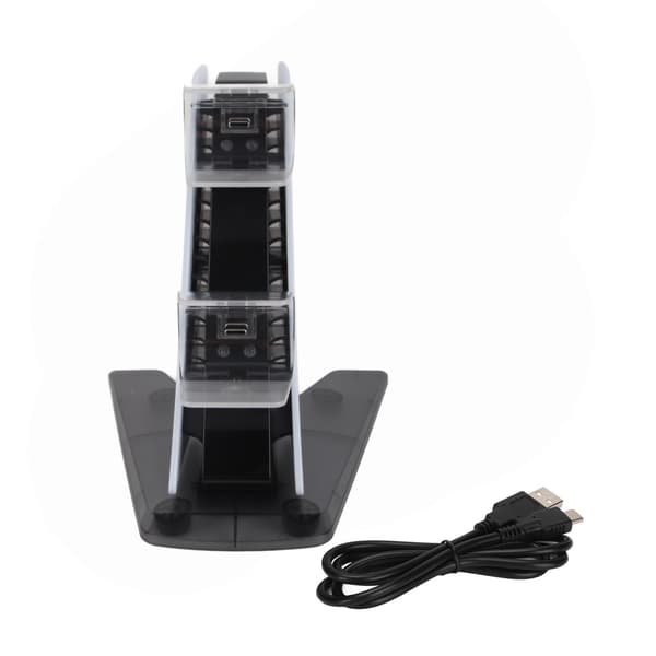 PS5 Trådløs Controller Opladestation Dobbelt Port Ambient Lys Hvid