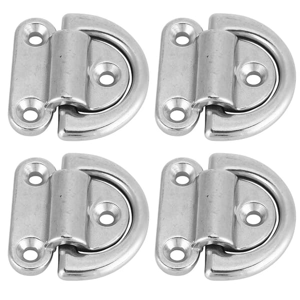 316 rustfrit stål Båd Foldbar Pad Eye Surring D Ring Tie Down Cleat (4 stk 8 mm)