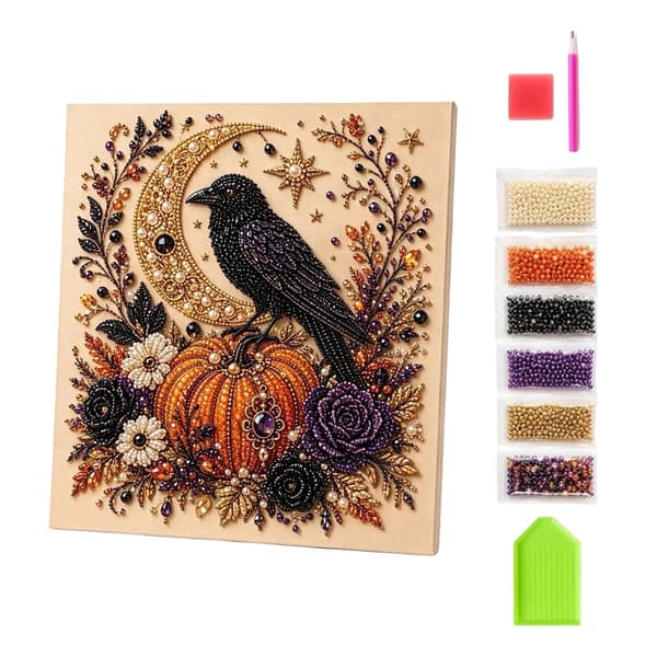 Perlediamantkunstsett for voksne, Halloween kråke diamantmalingssett DIY Kits -03