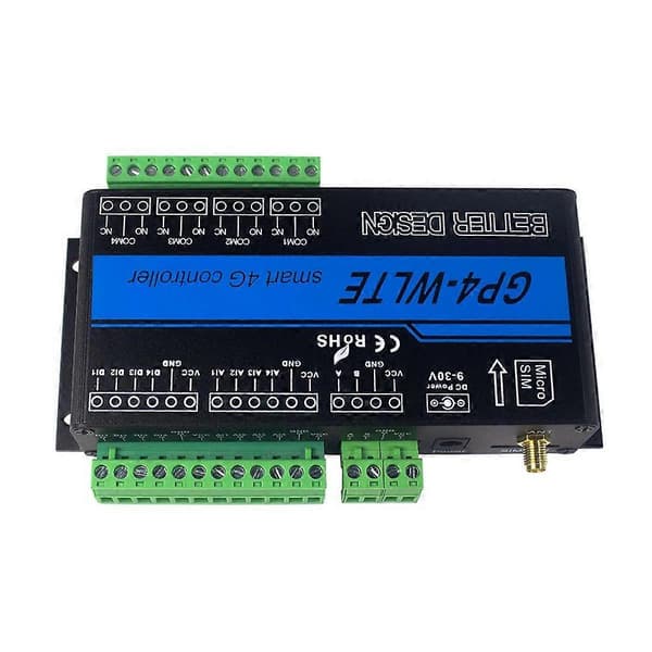 GP4-WLTE Smart 4G Global GSM SMS APP Controller RS485 WEB Control 4 CH 4-20Ma Analog Inputs 10A Relay Outputs, EU-stik[dt]
