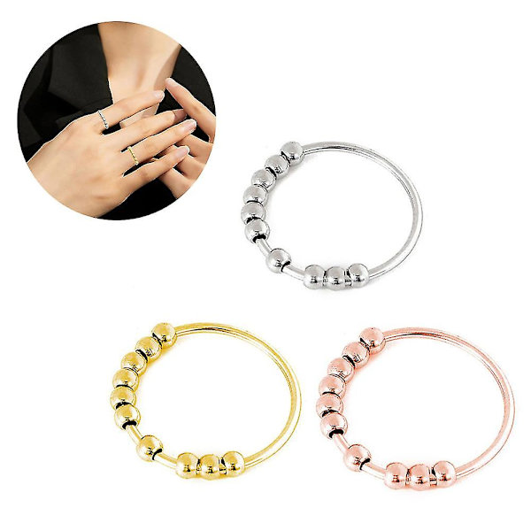 Anxiety Spinning Rings Fidget Tunna Stapelbara Ringar, 15mm