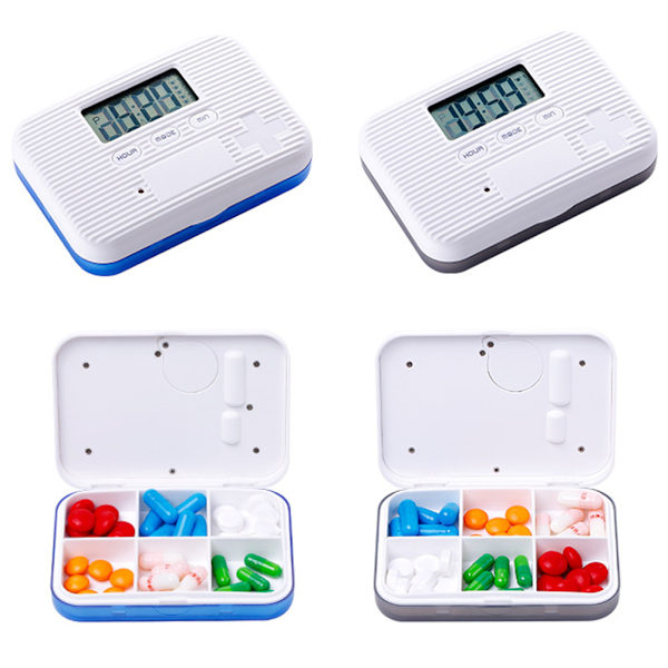 Bærbar Mini Pille Dispenser: Alarm, LCD Display, 6 Rum, og Digital Påmindelse