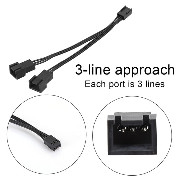 5 stk. 3-pinners 1 til 2 CPU-chassisvifteforlengelseskabel splitterhylseadapter strømledning