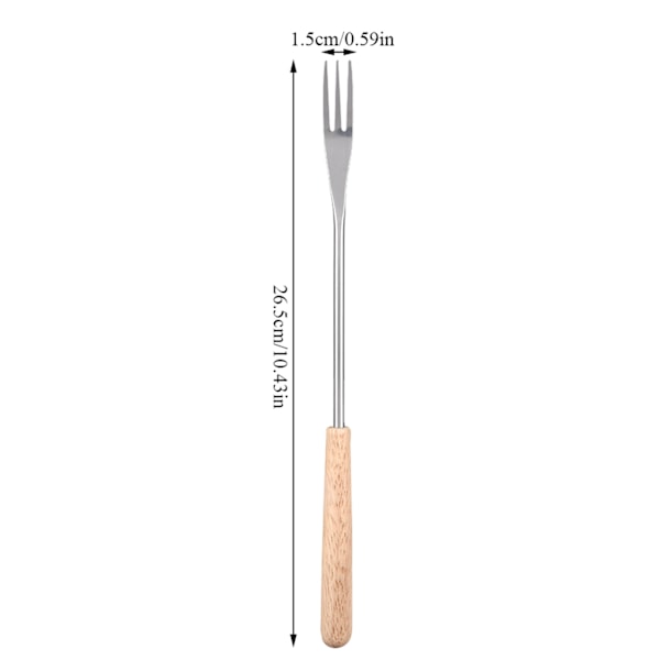 26,5 cm Grillgaffelspyd med trehåndtak for camping og piknik