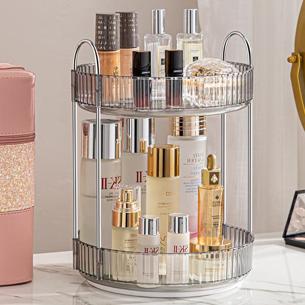 360 Graders Make-up Organizer til Toilettet, 2-lags Stor Kapacitet grey