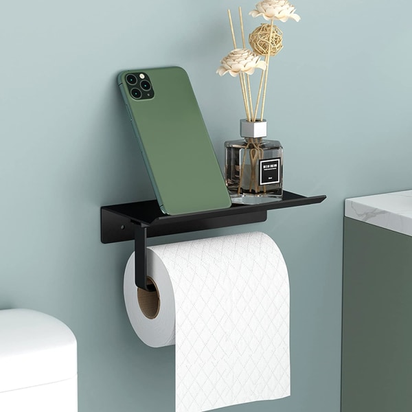 Aluminium vægmonteret toiletpapirholder (sort)