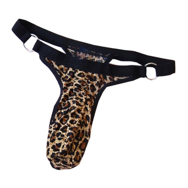 Miesten leopardikuvioiset stringit, pussimalliset G-string-alushousut, alusvaatteet