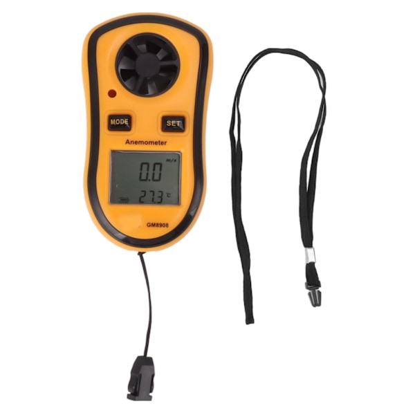 Mini Bærbar Digital Anemometer: Vindhastighets- og Temperaturmåler med LCD-Skjerm