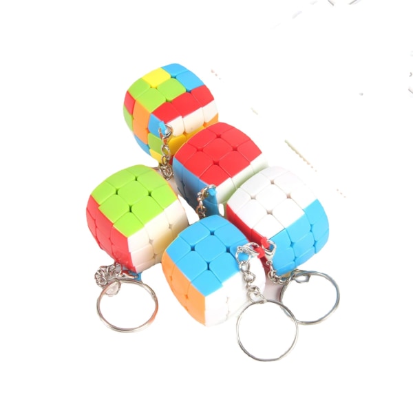 3,0 cm trestegs färg mini Rubiks kub nyckelring