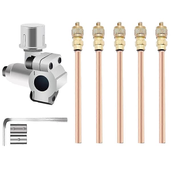 1 stk. piercingventil linjekranventil kompatibel med 1/4, 5/16, 3/8 tommer utvendig diameter rør, 1/4 SAE service tilgangsventil [dt] Silver & gold