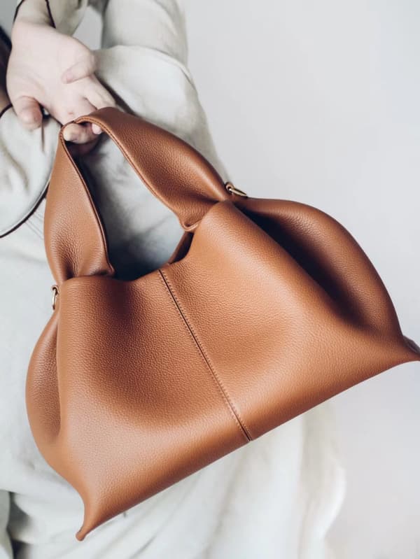 Polene Cloud Bag, Genuine Leather, Niche Crossbody Dumpling Bag, Number, Versatile Handbag/Shoulder B silverware gray