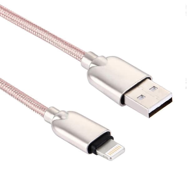 1m vævet 108 kobberkerner 8-benet til USB data synkroniseringsopladerkabel til iPhone, iPad Pink
