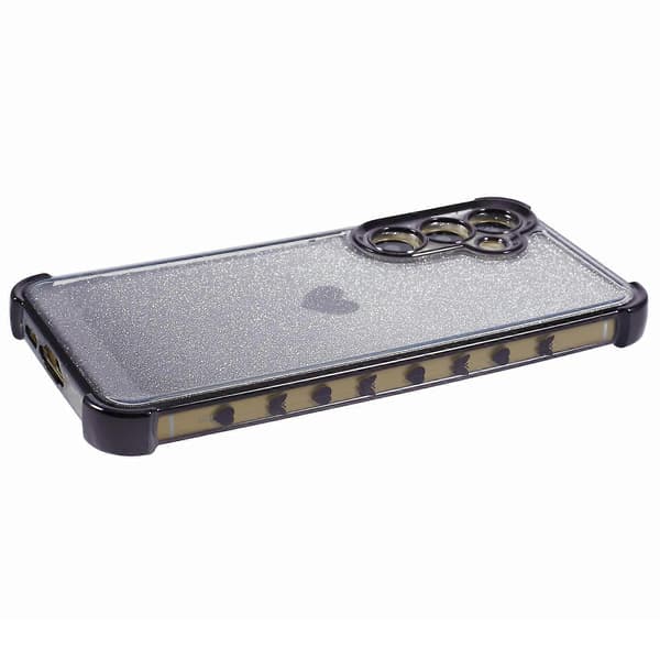 Til Samsung Galaxy A55 5G telefondeksel Gradient Glitter Hjerte Galvanisering TPU bakdeksel Black