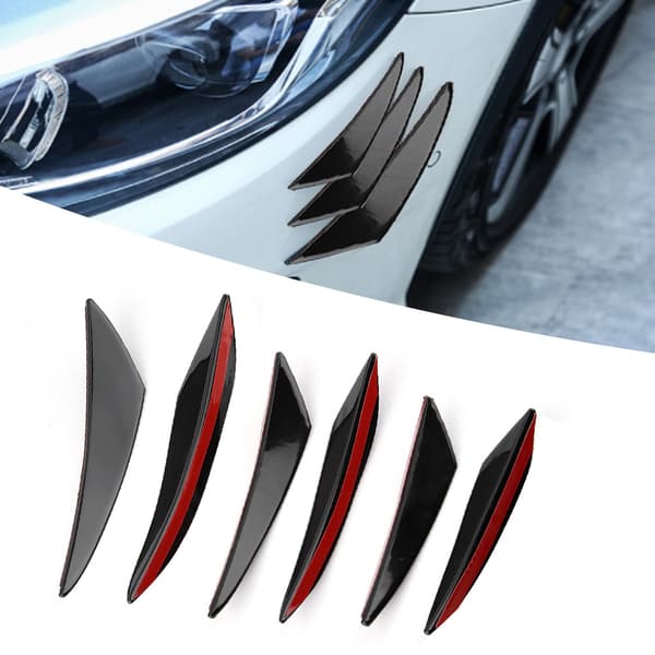6 stk. Blank Sort Bil Front Kofanger Vindkniv Trim Front Bar Universal