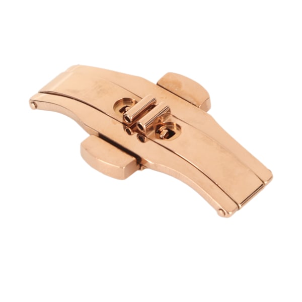 Forfinet Rose Gold Rustfritt Stål Butterfly Spenne med Dobbel Trykknapp Folding Deployment