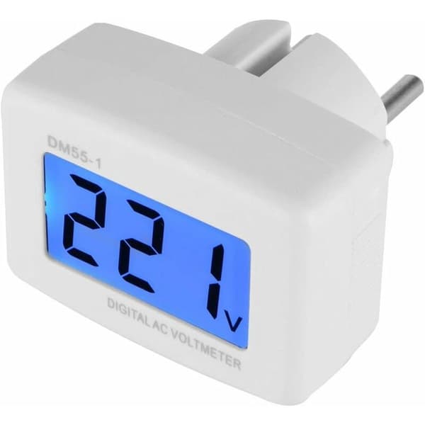 220V Blå Baggrundsbelyst Digital LCD Voltmeter, EU Stik Spændingstesterpanel, DM[dt]