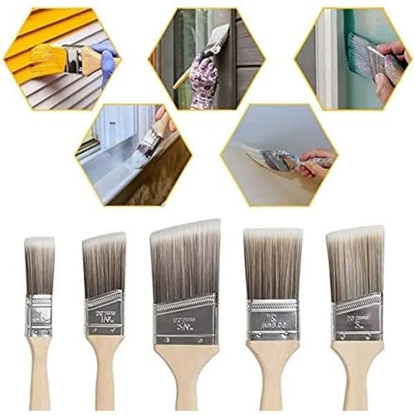 【DENGTU】5-pack Flat Brushes 25.4mm/38.1mm/50.8mm/63.5mm Precision Brushes, Angled Handles
